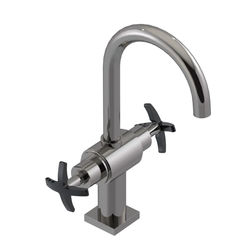 Rubinet Single Hole Dual Handle Lav. Set. (less drain) Polished Nickel