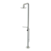 Rubinet Pressure Balance Outdoor Shower with Foot Rinse & 10" Shower Head (with shelf) - 304 Stainless Steel Satin Nickel