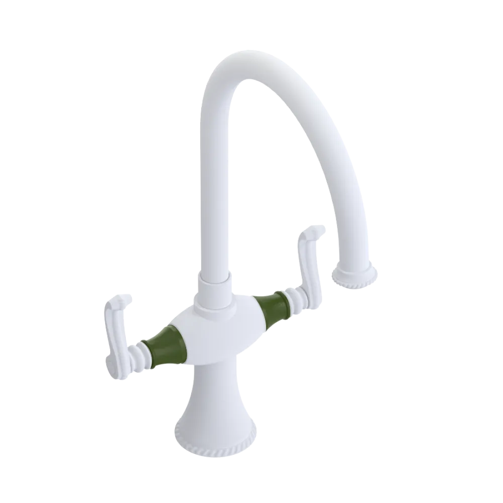 Rubinet Two Handle Single Hole Kitchen Set Matt White