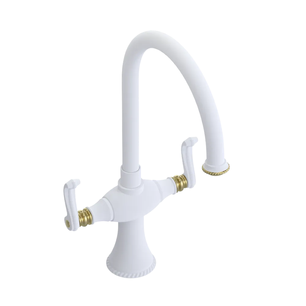 Rubinet Two Handle Single Hole Kitchen Set Matt White