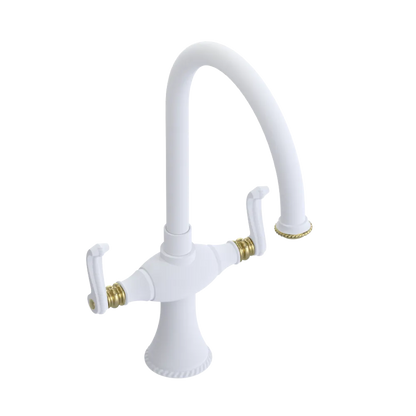 Rubinet Two Handle Single Hole Kitchen Set Matt White