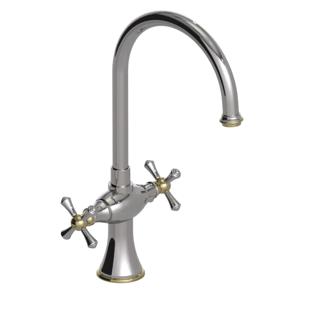 Rubinet Two Handle Single Hole Kitchen Set Polished Nickel
