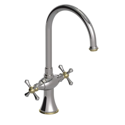 Rubinet Two Handle Single Hole Kitchen Set Polished Nickel