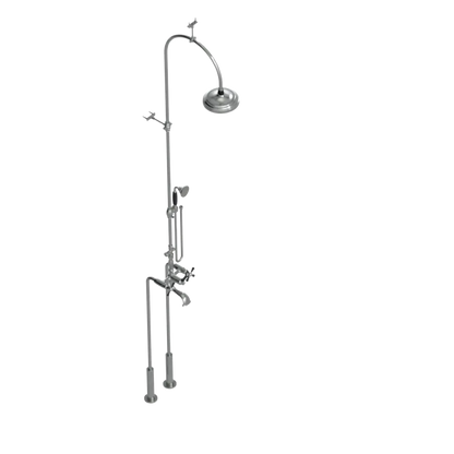 Rubinet Floor Mount Tub & Shower with hand held shower Satin Nickel