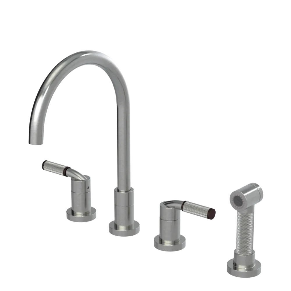 Rubinet Widespread Kitchen Set with Hand Spray Satin Nickel