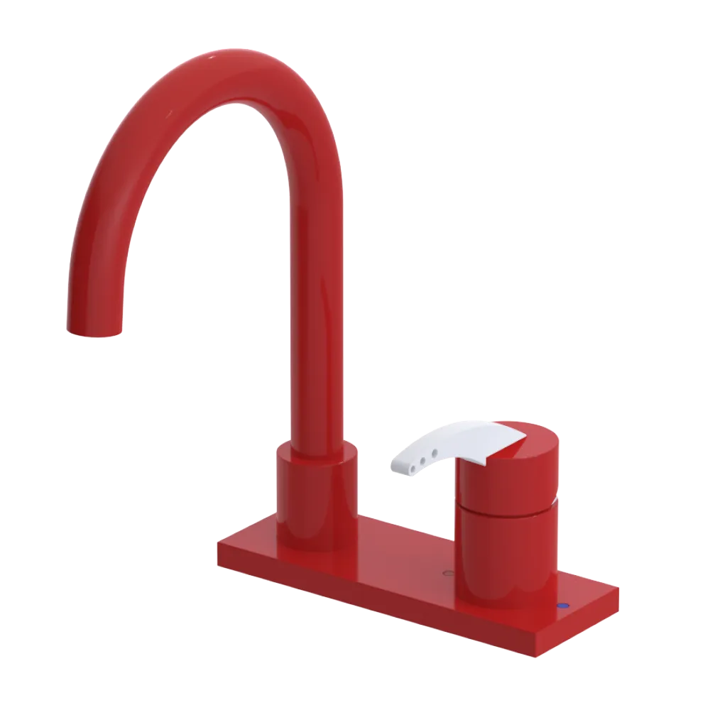 Rubinet 4" Centre Single Control Lav. Set. (less drain) Red