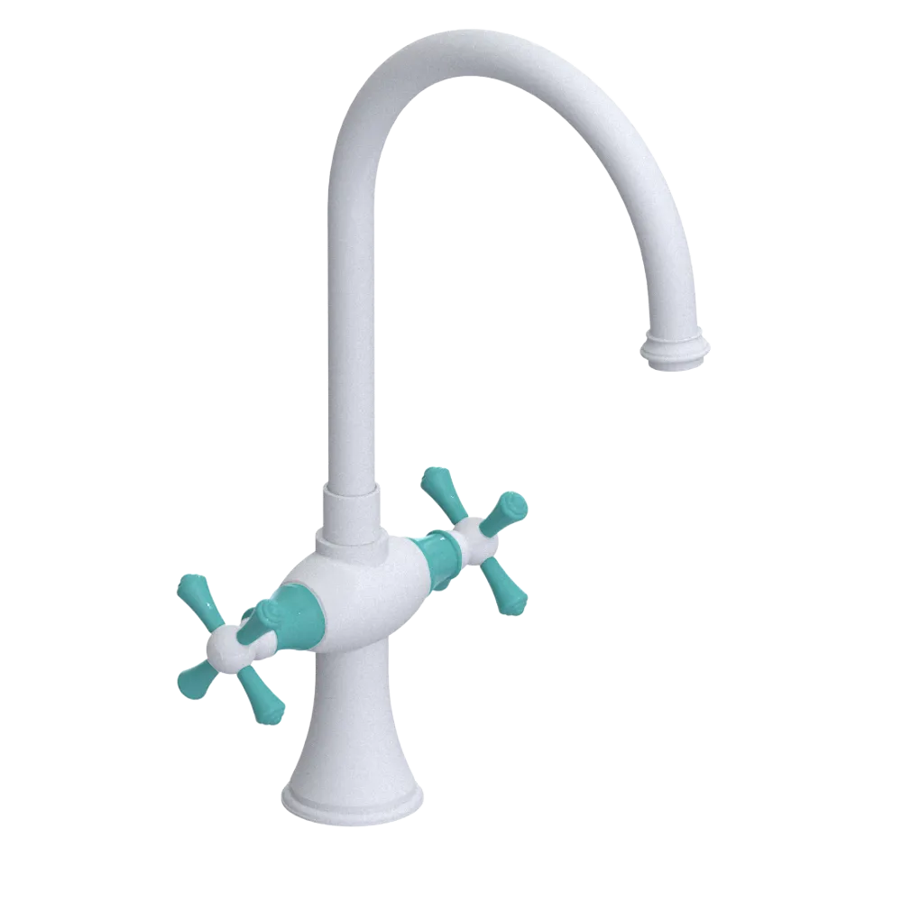 Rubinet Two Handle Single Hole Kitchen Set Matt White