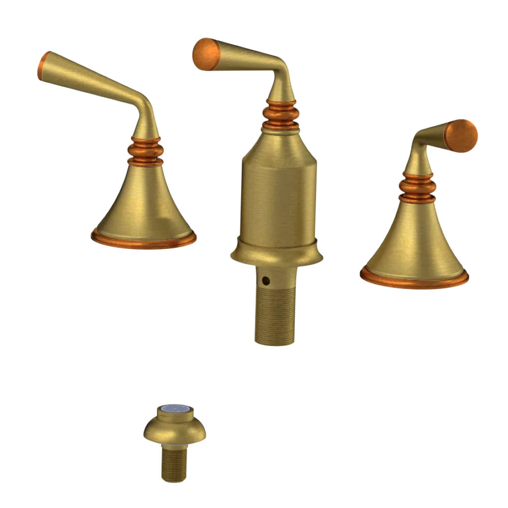 Rubinet Bidet Fitting with Spray, Diverter, and Vacum Breaker (Less Drain) Antique Brass Matt