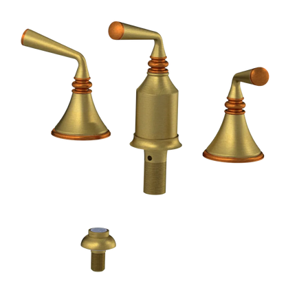 Rubinet Bidet Fitting with Spray, Diverter, and Vacum Breaker (Less Drain) Antique Brass Matt