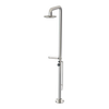 Rubinet Pressure Balance Outdoor Shower with Foot Rinse & 10" Shower Head (with shelf) - 304 Stainless Steel Polished Nickel