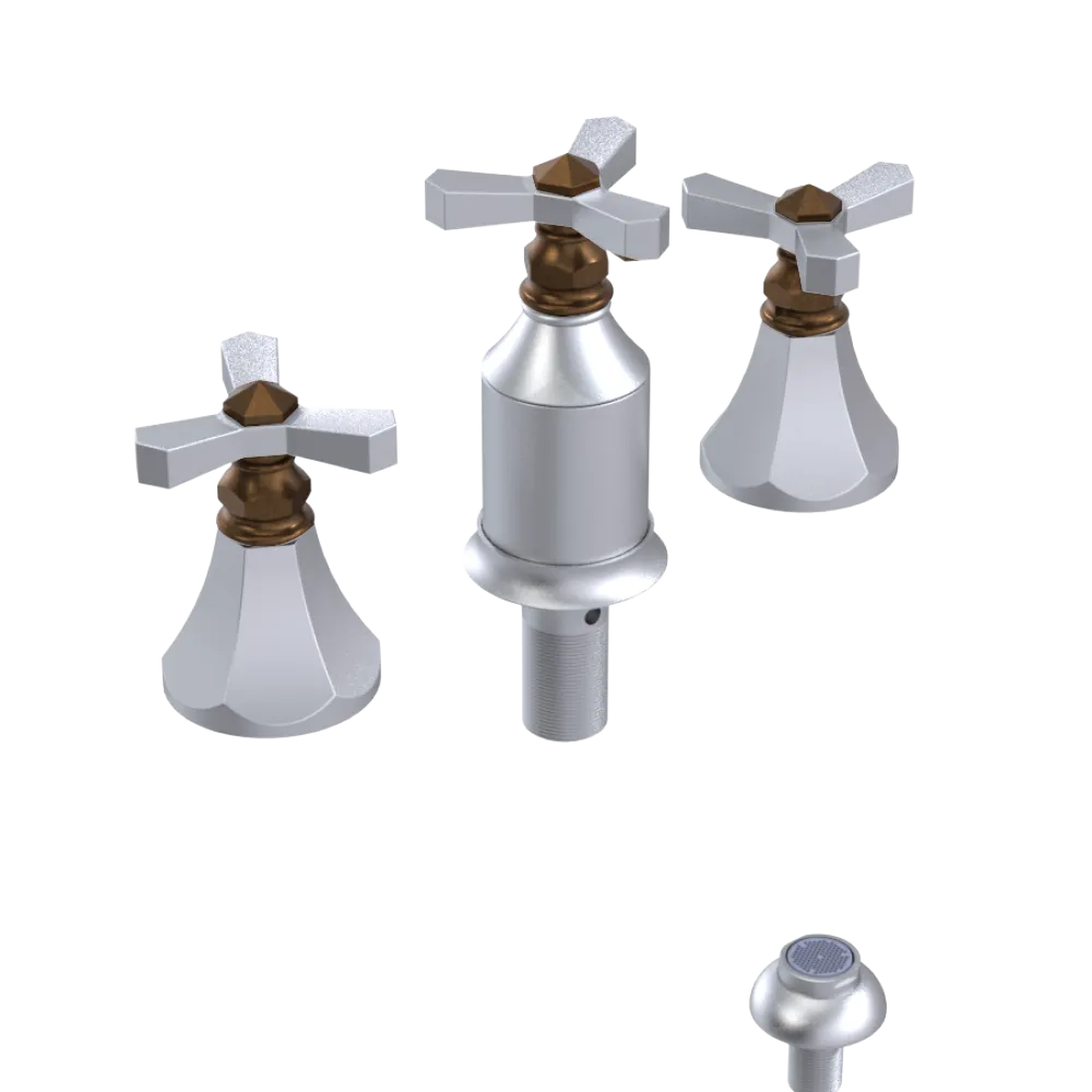 Rubinet Bidet Fitting with Spray, Diverter, and Vacum Breaker (Less Drain) Satin Chrome