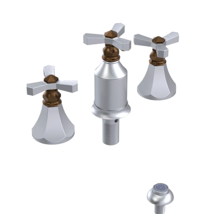 Rubinet Bidet Fitting with Spray, Diverter, and Vacum Breaker (Less Drain) Satin Chrome