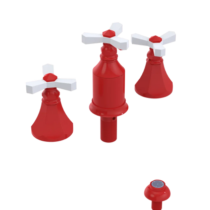 Rubinet Bidet Fitting with Spray, Diverter, and Vacum Breaker (Less Drain) Red