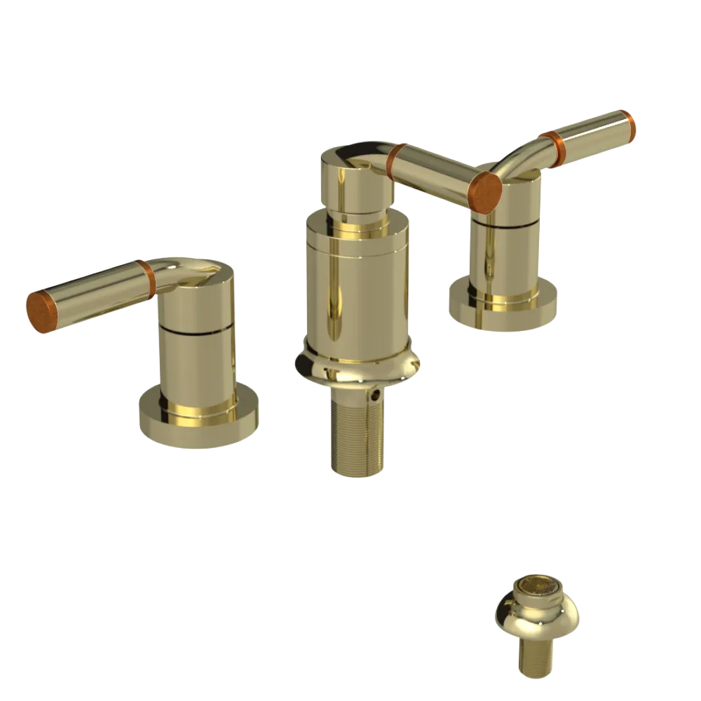 Rubinet Bidet Fitting with Spray, Diverter, and Vacuum Breaker (less drain) Gold