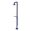 Rubinet Pressure Balance Outdoor Shower with Foot Rinse & 10" Shower Head (with shelf) - 304 Stainless Steel Midnight Blue