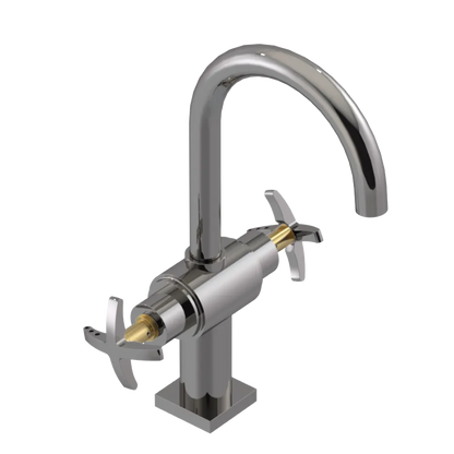 Rubinet Single Hole Dual Handle Lav. Set. (less drain) Polished Nickel