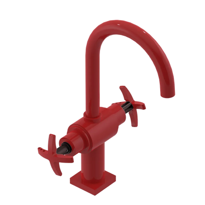 Rubinet Single Hole Dual Handle Lav. Set. (less drain) Red