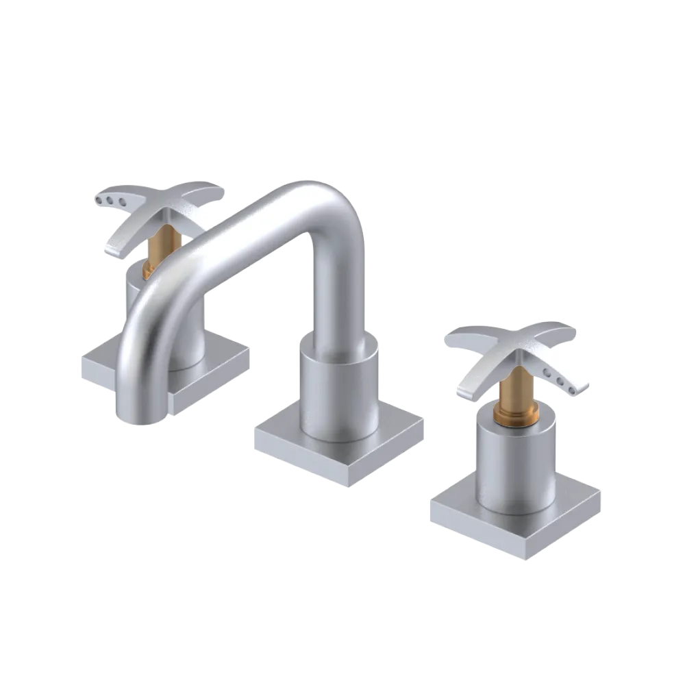 Rubinet Widespread Lav. Set. with Genesis spout (less drain) Satin Chrome