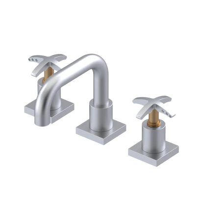 Rubinet Widespread Lav. Set. with Genesis spout (less drain) Satin Chrome