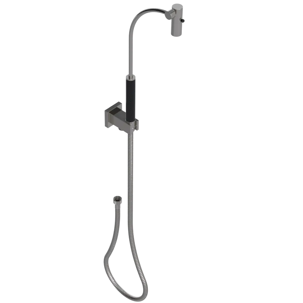 Rubinet Hand Held Shower Bidet with Extended Reach & Dual Function Spray Including Wall Bracket with Supply & Hose (Square) Polished Nickel