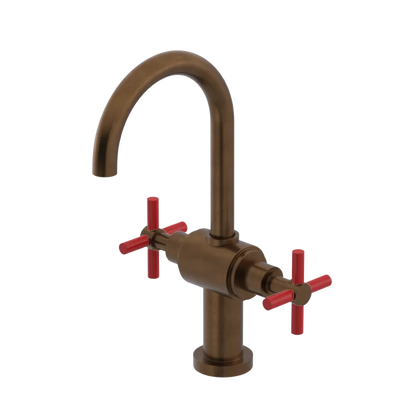 Rubinet Single Hole Dual Handle Lav. Set with LaSalle Spout (less drain) Tuscan Brass