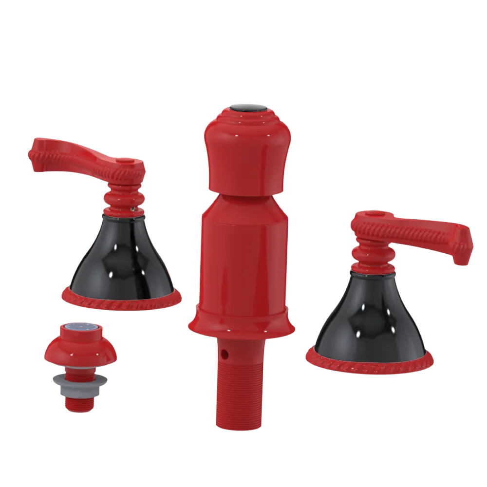 Rubinet Bidet Fitting with Spray, Diverter, and Vacum Breaker (Less Drain) Red
