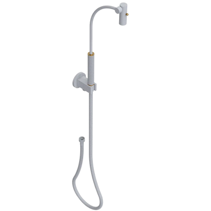 Rubinet Hand Held Shower Bidet with Extended Reach & Dual Function Spray Including Wall Bracket with Supply & Hose (Round) Matt White