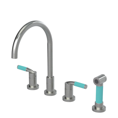 Rubinet Widespread Kitchen Set with Hand Spray Satin Nickel