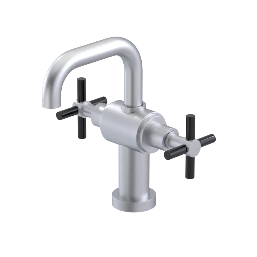 Rubinet Single Hole Dual Handle Lav. Set. (less drain) Satin Chrome