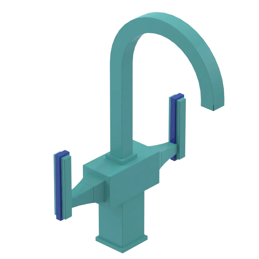 Rubinet Single Hole Dual Handle Lav. Set. (less drain) Aqua