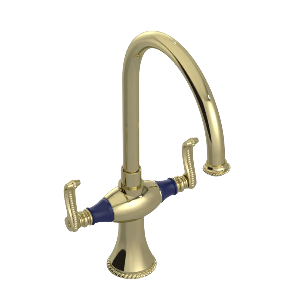 Rubinet Two Handle Single Hole Kitchen Set Gold