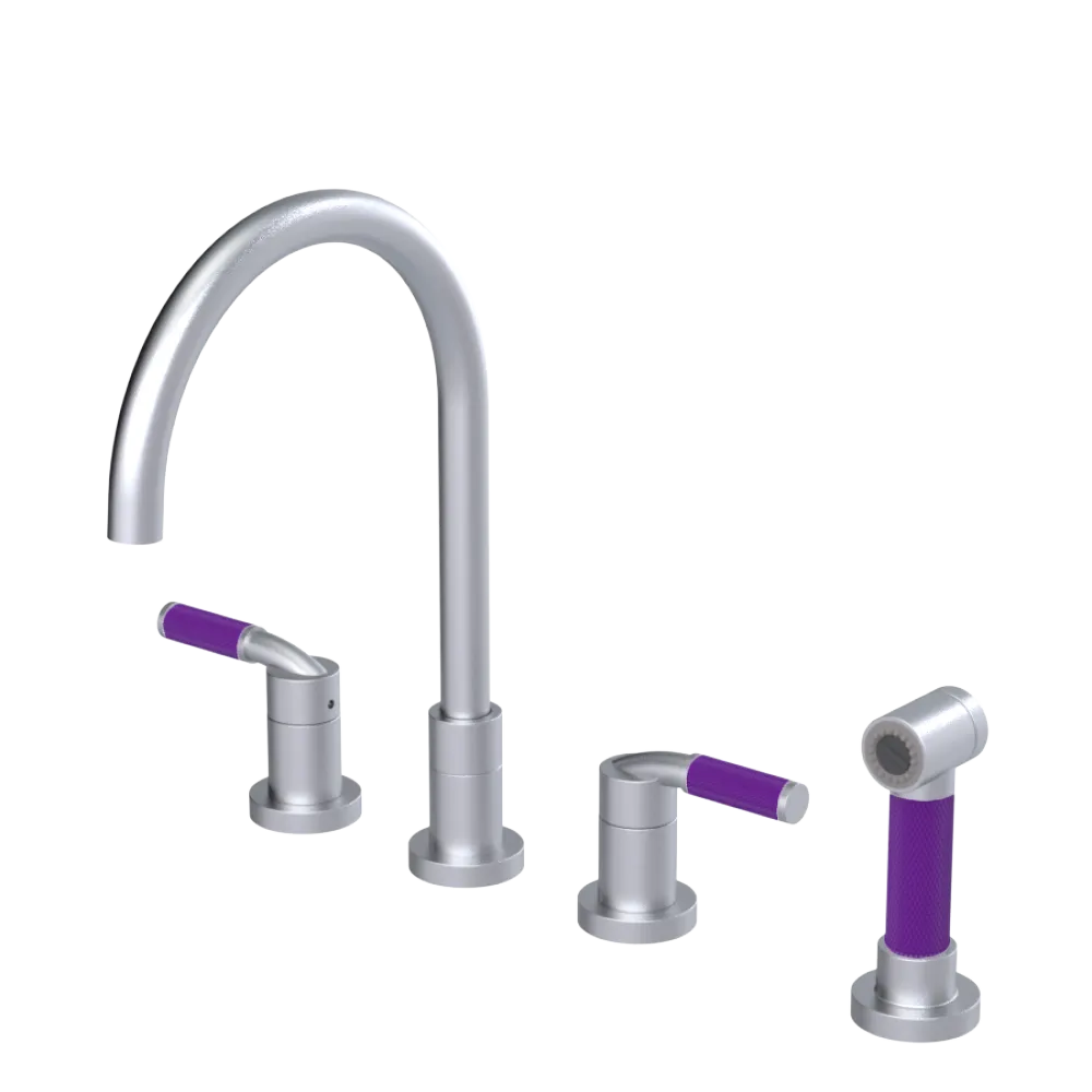 Rubinet Widespread Kitchen Set with Hand Spray Satin Chrome