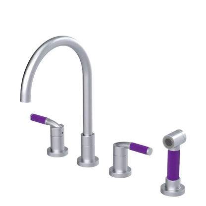 Rubinet Widespread Kitchen Set with Hand Spray Satin Chrome