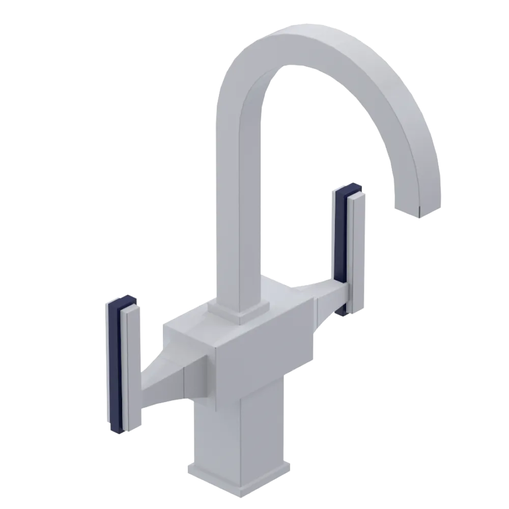 Rubinet Single Hole Dual Handle Lav. Set. (less drain) White