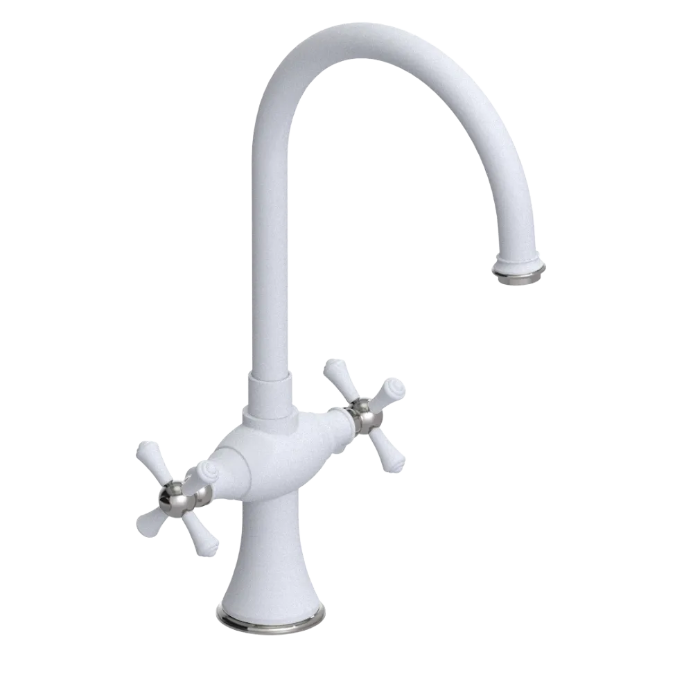 Rubinet Two Handle Single Hole Kitchen Set Matt White
