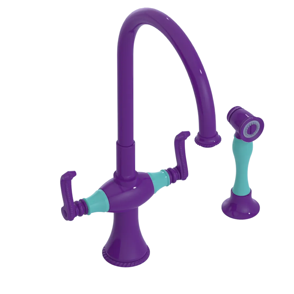Rubinet Two Handle Single Hole Kitchen Set with Hand Spray Purple Haze