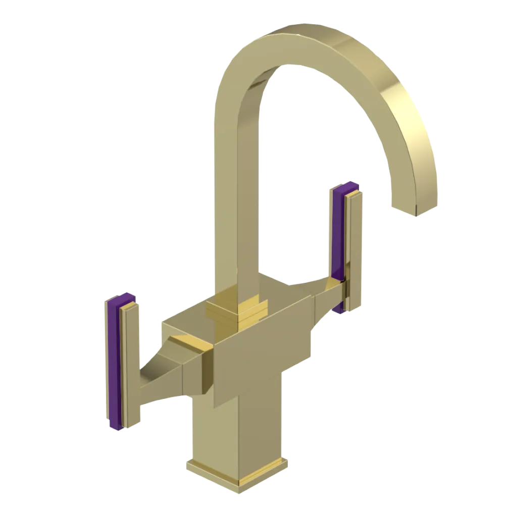 Rubinet Single Hole Dual Handle Lav. Set. (less drain) Gold