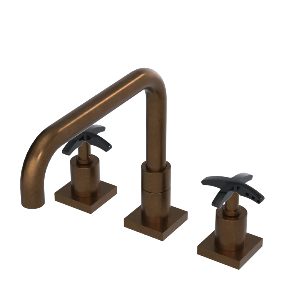 Rubinet Widespread Kitchen Set with Genesis Spout Tuscan Brass