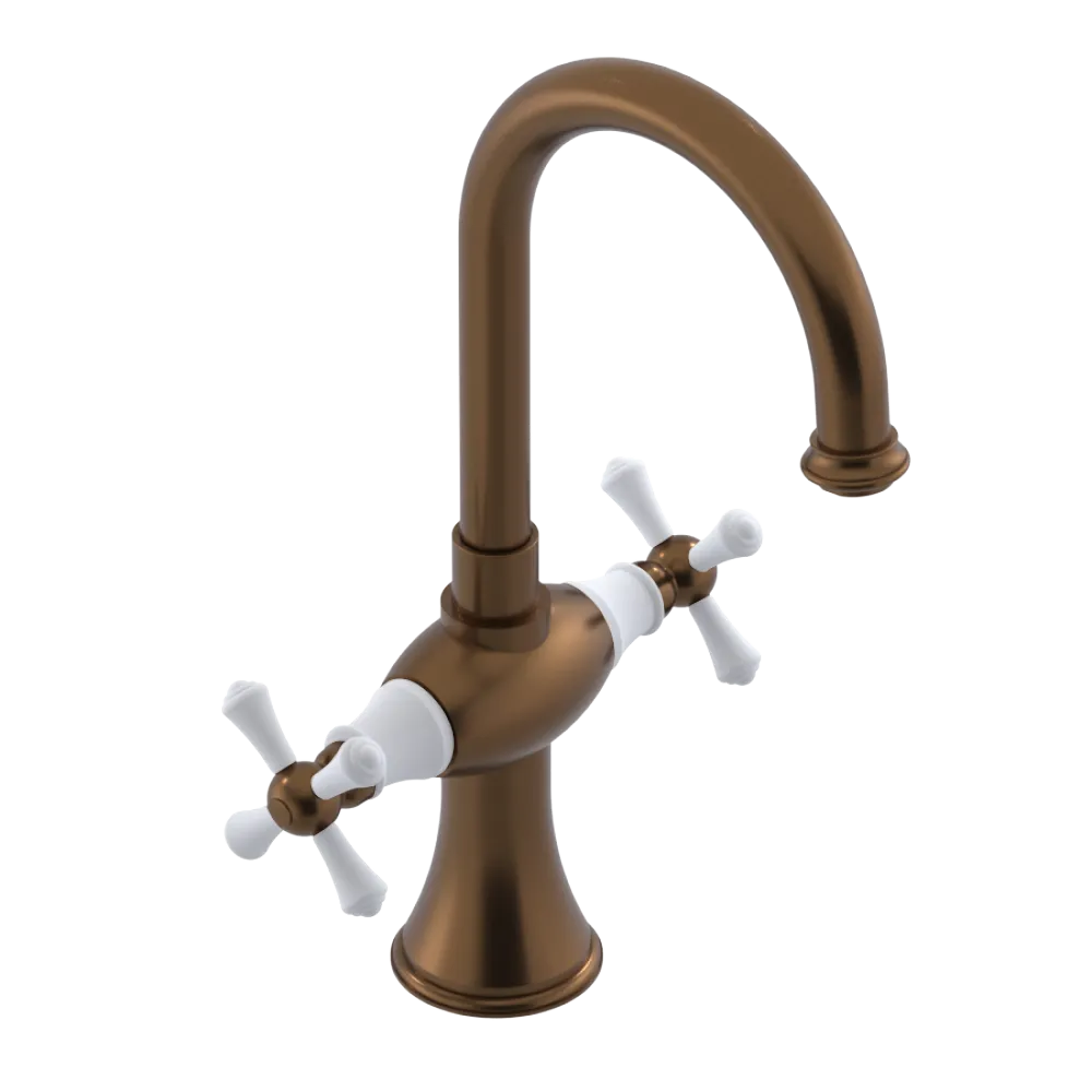 Rubinet Single Hole Dual Handle Lav. Set. (less drain) Tuscan Brass