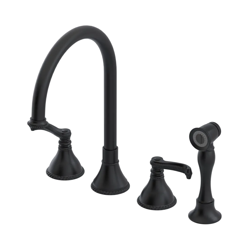 Rubinet Widespread Kitchen Set with Hand Spray Matt Black
