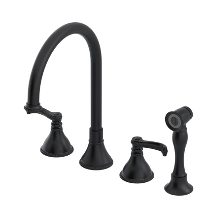 Rubinet Widespread Kitchen Set with Hand Spray Matt Black