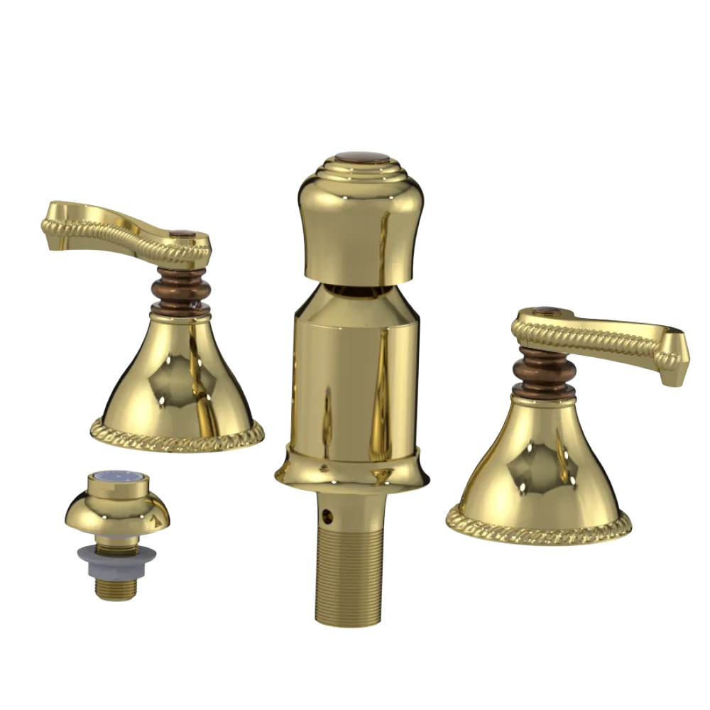 Rubinet Bidet Fitting with Spray, Diverter, and Vacum Breaker (Less Drain) Natural Brass