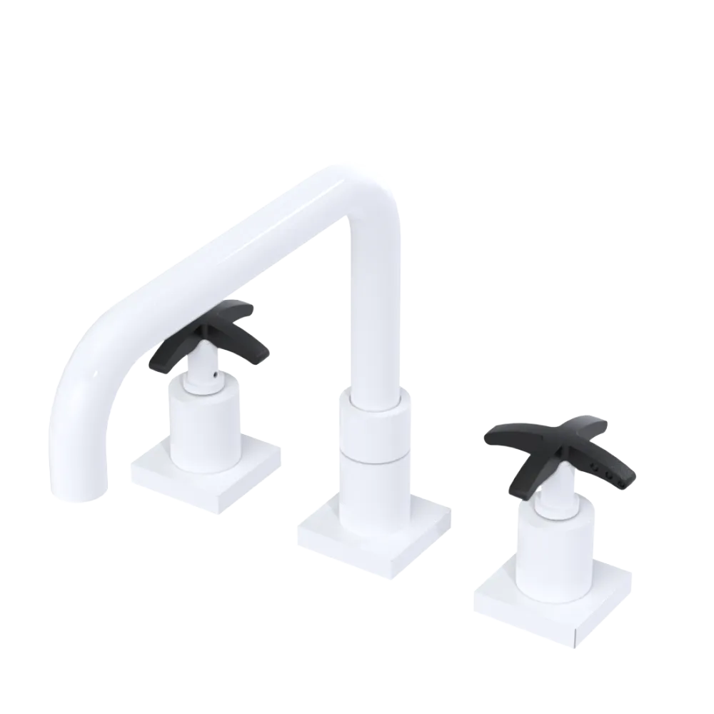 Rubinet Widespread Kitchen Set with Genesis Spout White