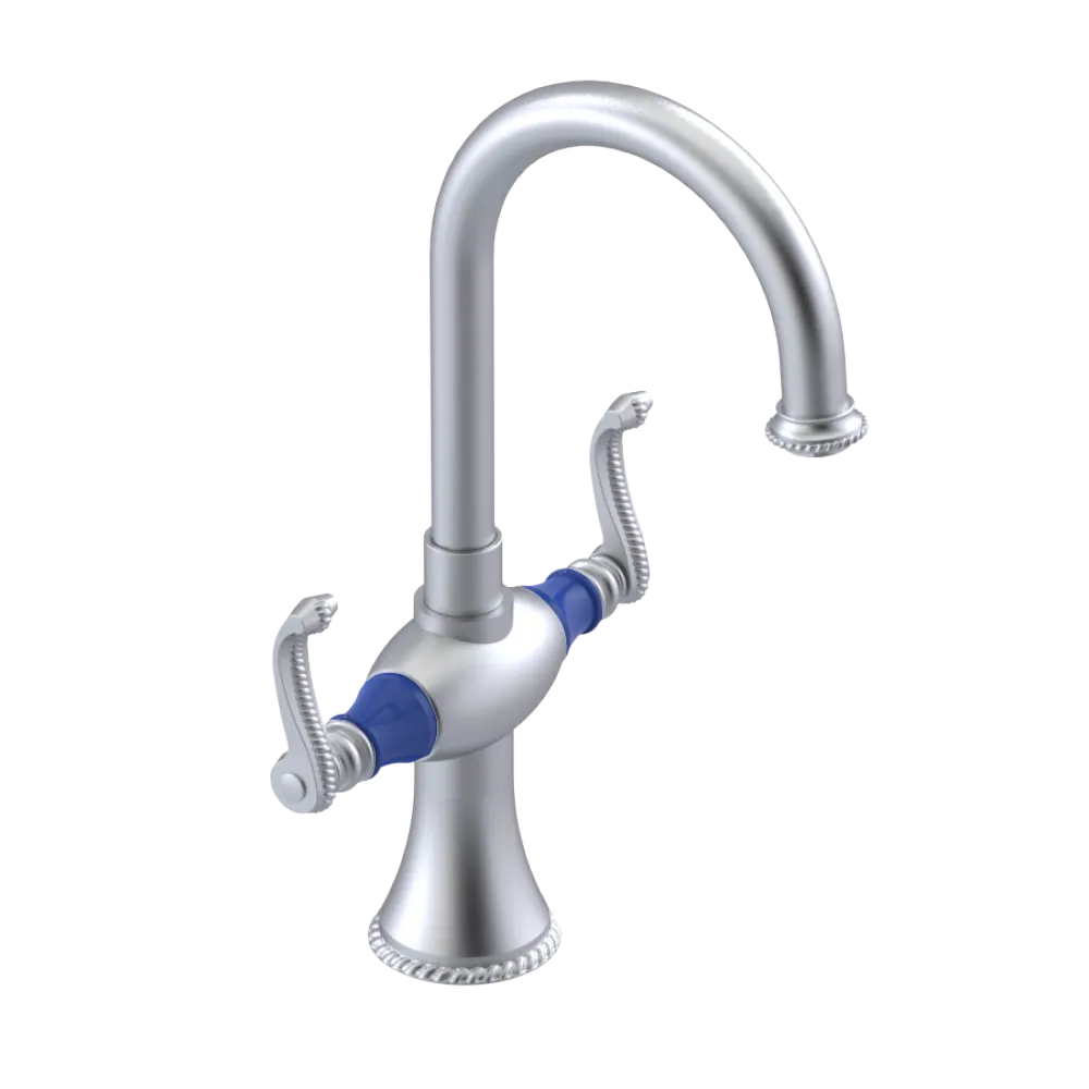 Rubinet Single Hole Dual Handle Lav. Set. (less drain) Satin Chrome