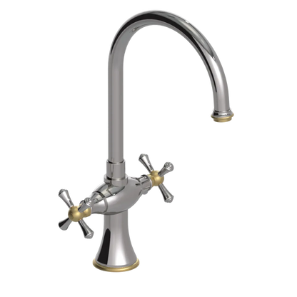 Rubinet Two Handle Single Hole Kitchen Set Polished Nickel