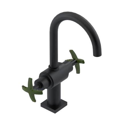 Rubinet Single Hole Dual Handle Lav. Set. (less drain) Matt Black