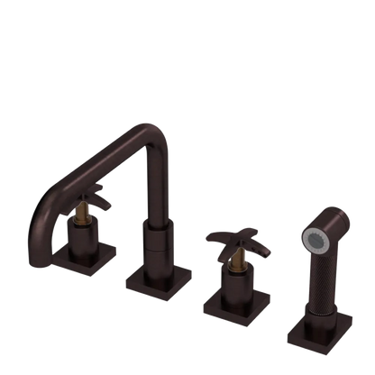 Rubinet Widespread Kitchen Set with Genesis Spout with Hand Spray Oil Rubbed Bronze