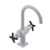 Rubinet Single Hole Dual Handle Lav. Set. (less drain) White