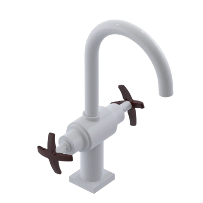 Rubinet Single Hole Dual Handle Lav. Set. (less drain) White