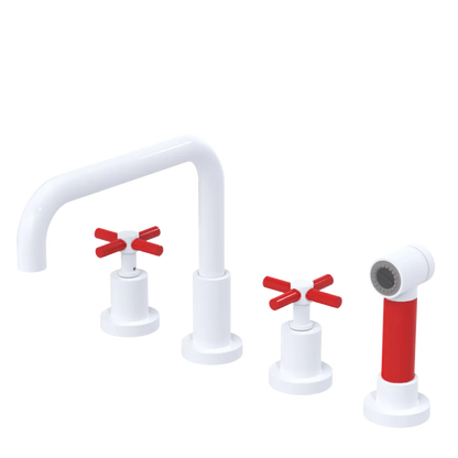 Rubinet Widespread Kitchen Set with Hand Spray White